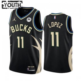 Camiseta Niños NBA Milwaukee Bucks Brook Lopez 11 2022-23 Jordan Statement Edition Negro Swingman